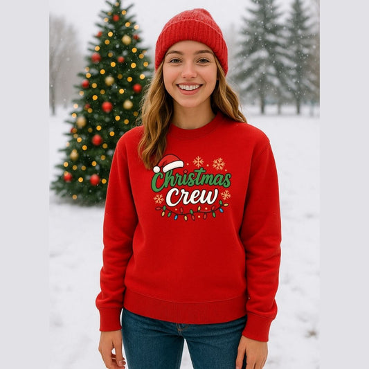 Christmas Crew Red Sweatshirt – Festive Holiday Cozy Winter Outfit