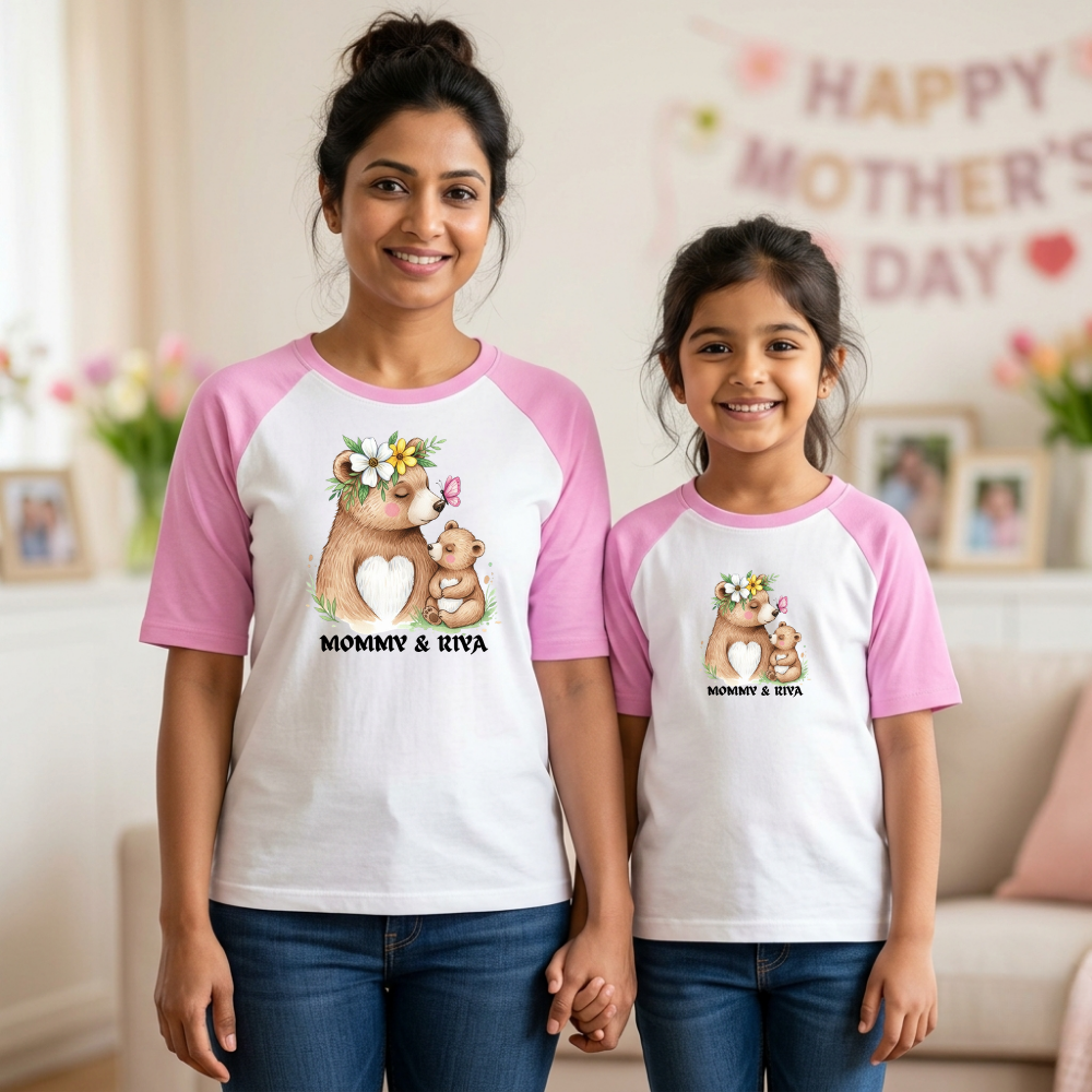 Mother Child Matching Raglan Sleeve T-Shirts – Trendy Family Combo Pack
