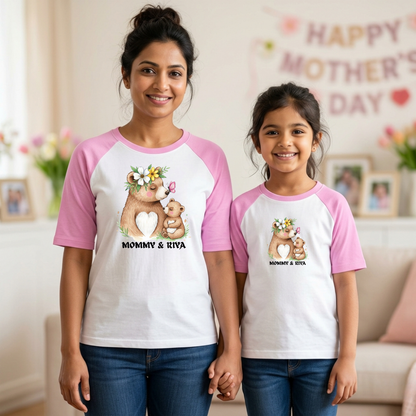 Mother Child Matching Raglan Sleeve T-Shirts – Trendy Family Combo Pack