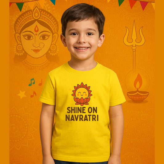 Kids' Navratri T-Shirt "Shine on Navratri" Design Outfit for Boys & Girls
