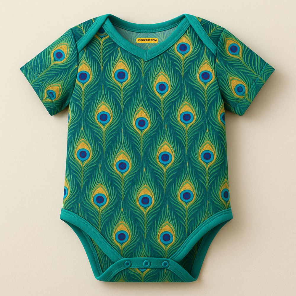 Lord Muruga Peacock Feather Baby Romper