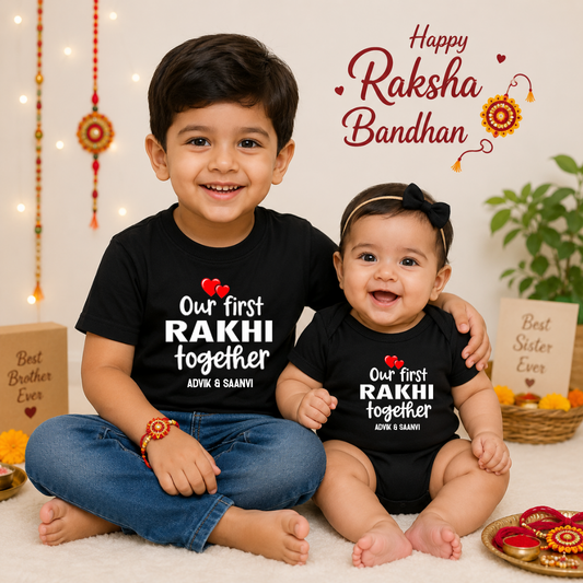 Baby’s First Rakhi Outfit and Brother Rakhi T-Shirt & Romper