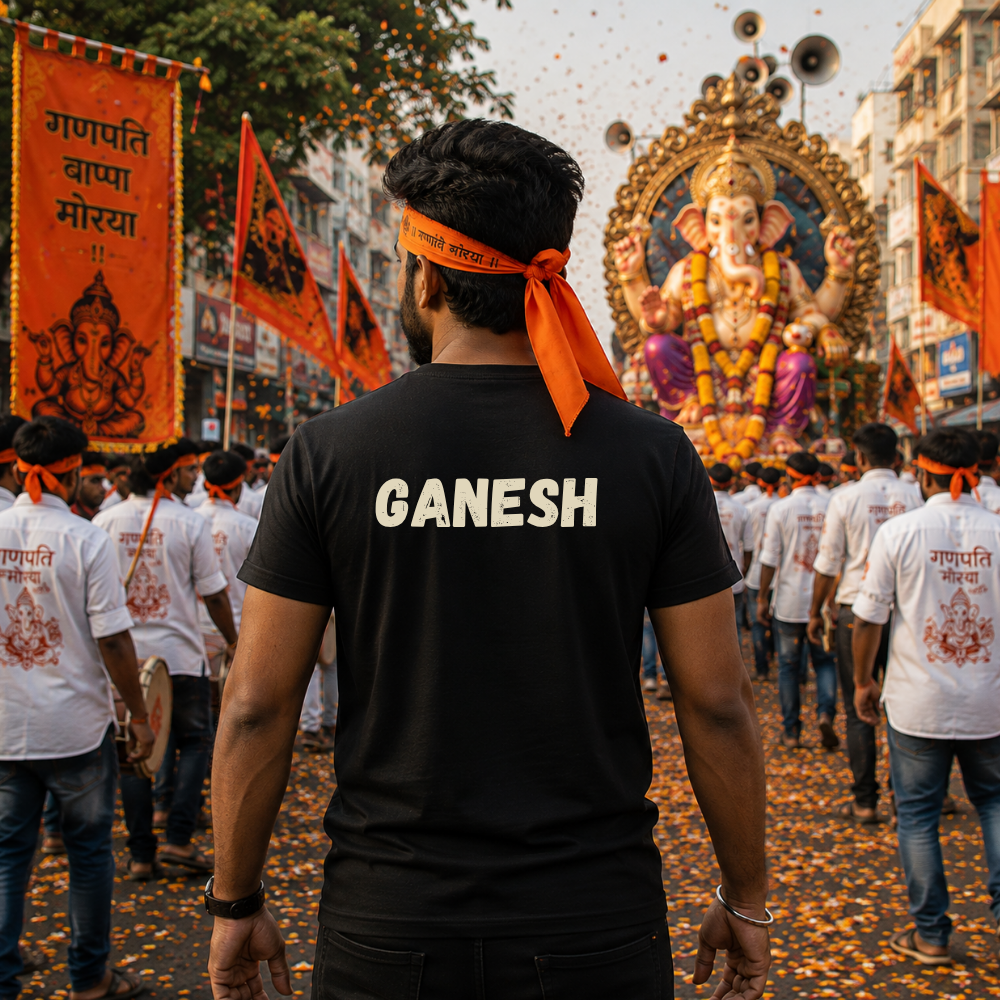 Vighna Vinayaka Ganpati Bappa T-Shirt for Men | Ganesh Chaturthi Special Festival Wear