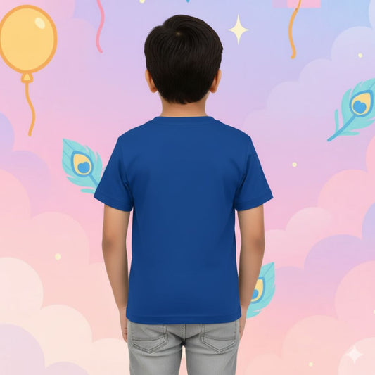 Vibrant Lord Murugan Kids Jersey - Divine Cartoon Design with Vel & Peacock