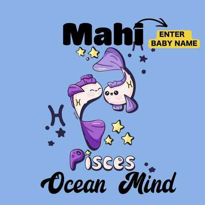 Personalized Pisces Kids T-Shirt | Ocean Mind Custom Name Zodiac Tee
