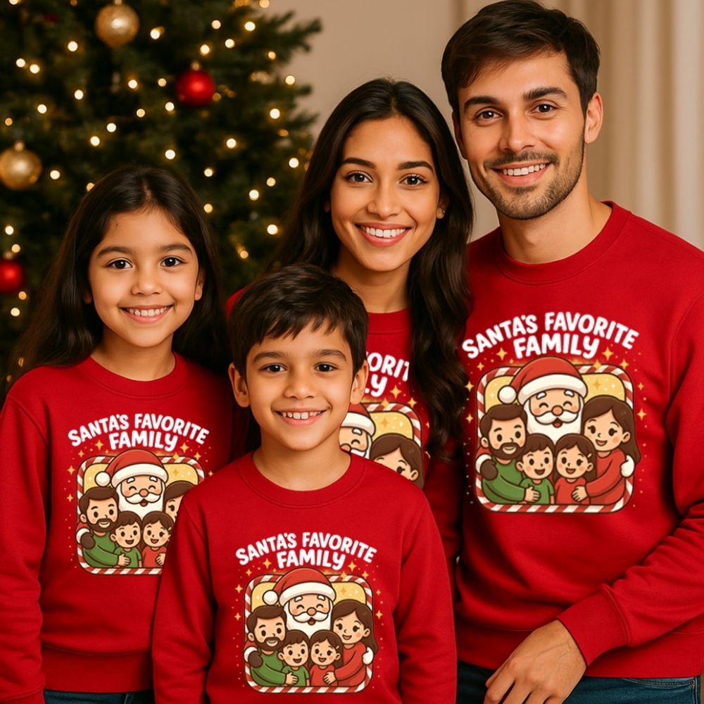 Santa’s Favorite Family Christmas Matching Sweatshirts