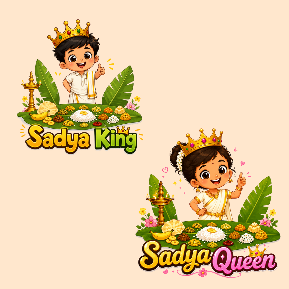 Happy Onam Sibling T-Shirt Combo | Matching Brother Sister Kerala Festival Outfit