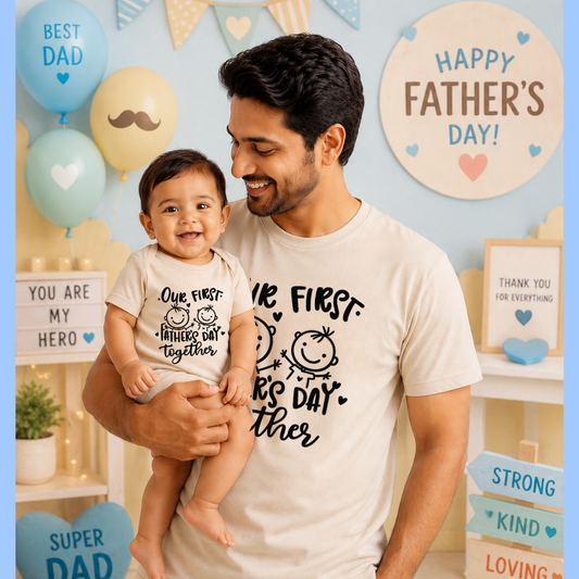 First Father’s Day Twinning T-Shirt and Onesie for Daddy & Little One