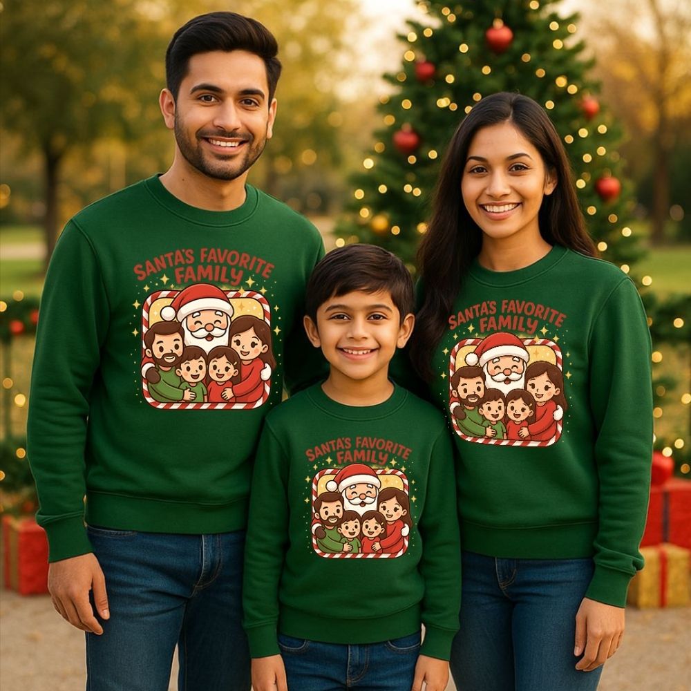 Santa’s Favorite Family Christmas Matching Sweatshirts