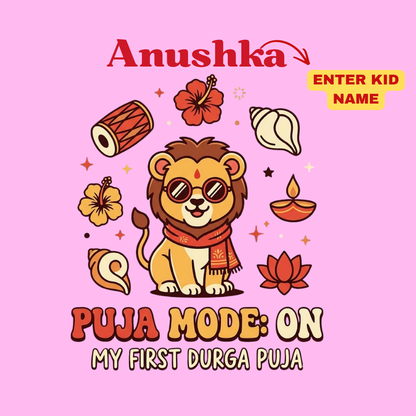 Personalized Puja Mode On Baby Romper | My First Durga Puja Pink Onesie