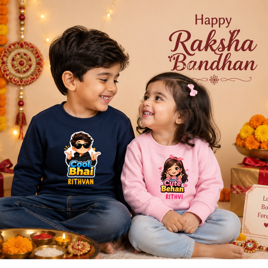 Brother Sister Festival Special Matching Sweatshirt Outfit