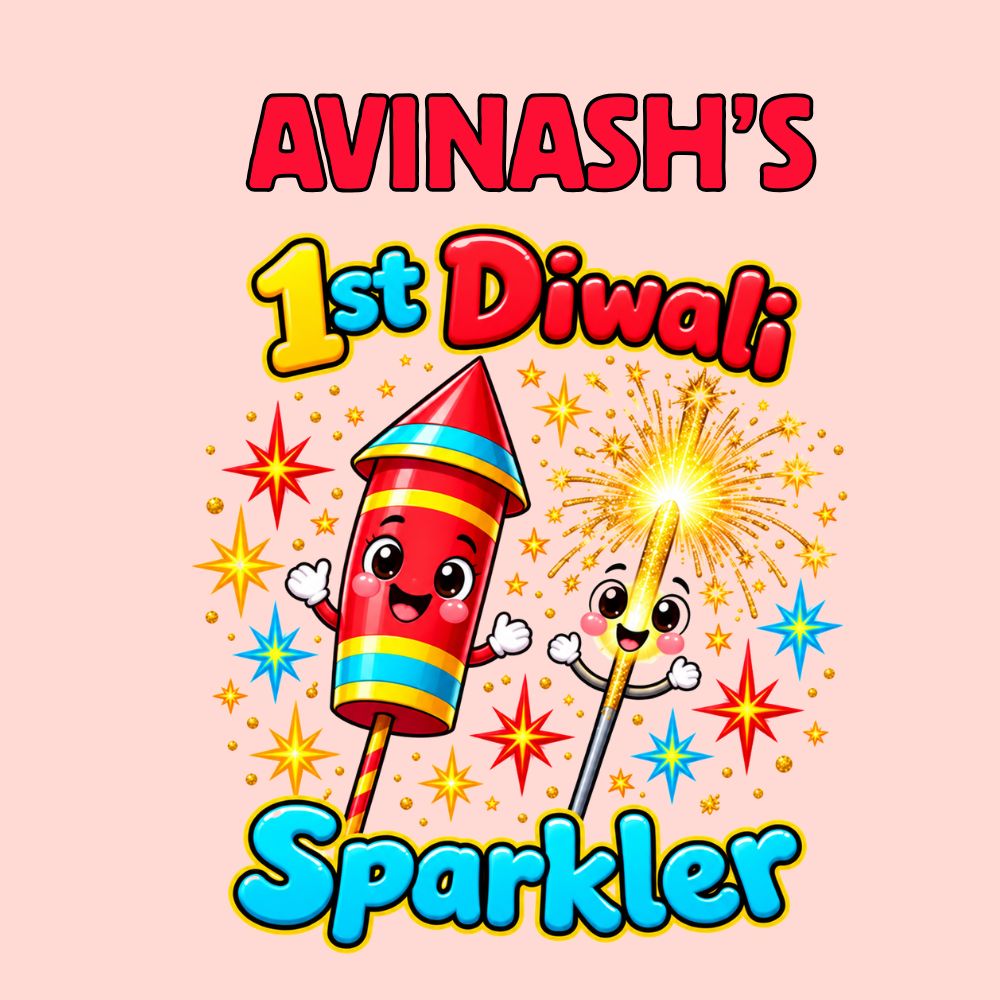 My First Diwali Baby Romper with Rocket Design | Custom Name