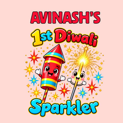 My First Diwali Baby Romper with Rocket Design | Custom Name