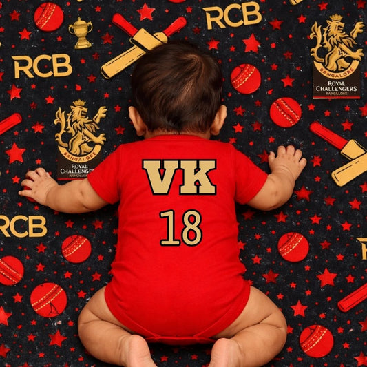 RCB Fan Romper for Kids - IPL Little fan rompers - with custom name and number