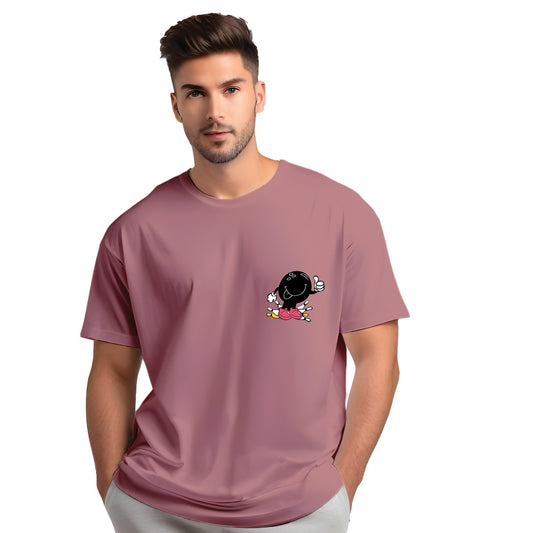 Drop Shoulder Oversized Smiley Print Men's T-Shirt