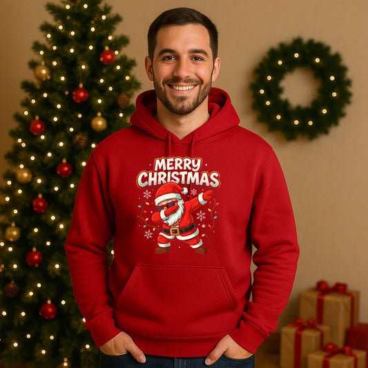 Merry Christmas Hoodie with Dancing Santa Design for Men & Women