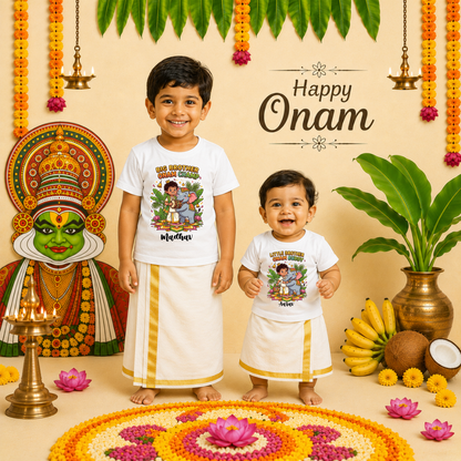 Matching Onam T-Shirts for Siblings | Premium Cotton Collection