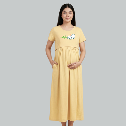 Soft Maternity Nursing Lounge Dress with Feeding Access | All Day Comfort