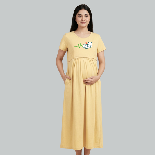 Soft Maternity Nursing Lounge Dress with Feeding Access | All Day Comfort