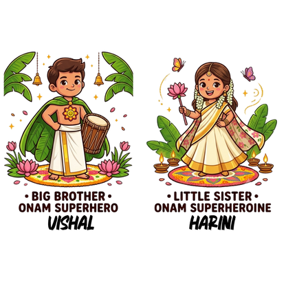 Onam Celebration Sibling Matching T-Shirts