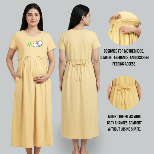 Soft Maternity Nursing Lounge Dress with Feeding Access | All Day Comfort