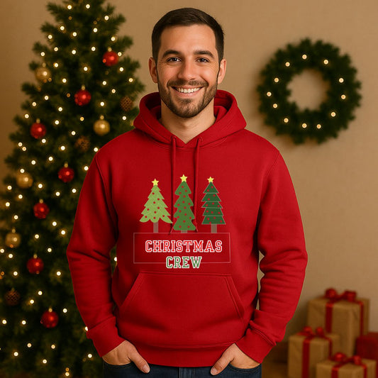 Men's Christmas Crew Hoodie with XMas Tree Design
