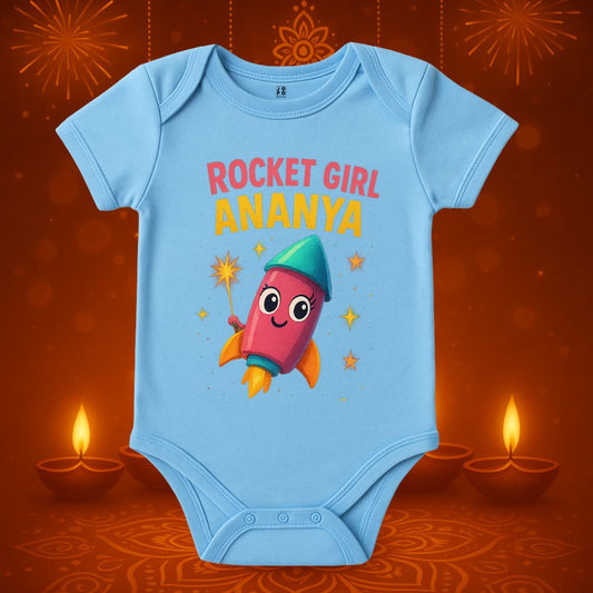 Personalized Rocket Girl Baby Onesie - Cute Diwali Outfit for Girl Babys