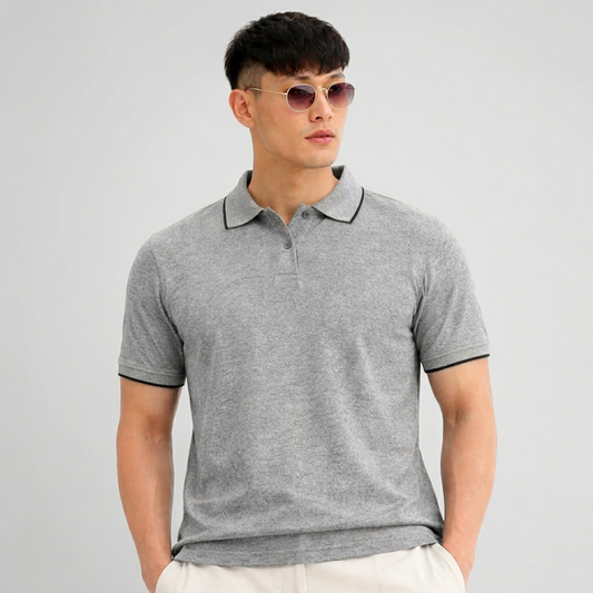 Grey Polo T-Shirt for Men – Cotton Collar T-Shirt Regular Fit