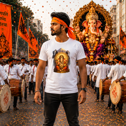 Lord Ganesha Printed T-Shirt for Men | Ganesh Chaturthi & Vinayagar Chaturthi Special Festival Wear