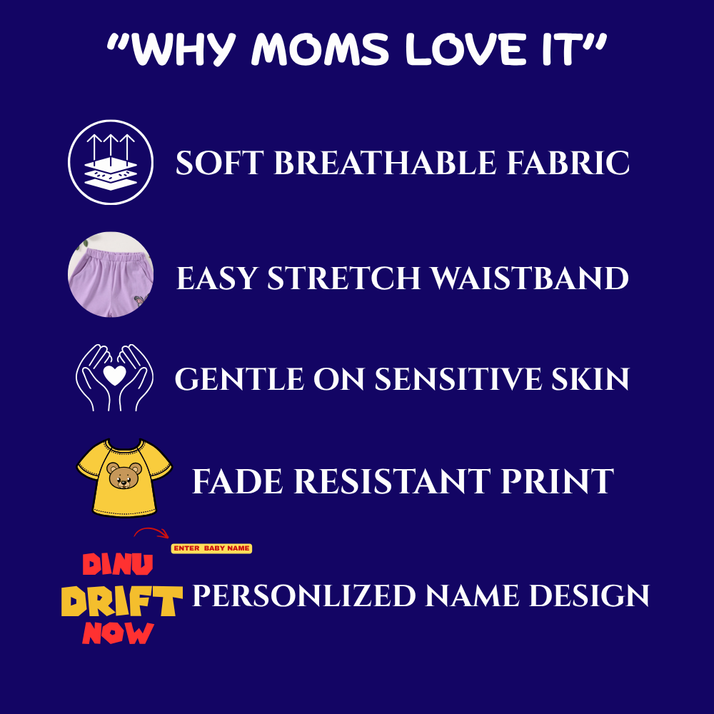 Drift Racing Kids Co-Ord Set | Custom Name Cotton T-Shirt & Shorts Outft