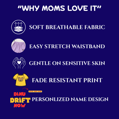 Drift Racing Kids Co-Ord Set | Custom Name Cotton T-Shirt & Shorts Outft