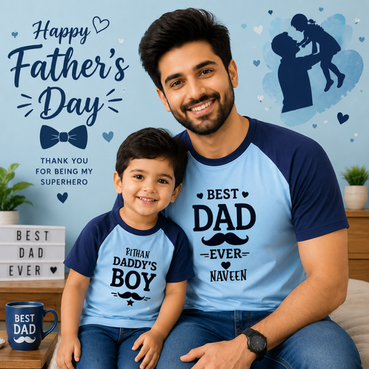 Raglan Sleeve Matching T-Shirts for Dad & Kids | Father’s Day Family Combo Tees