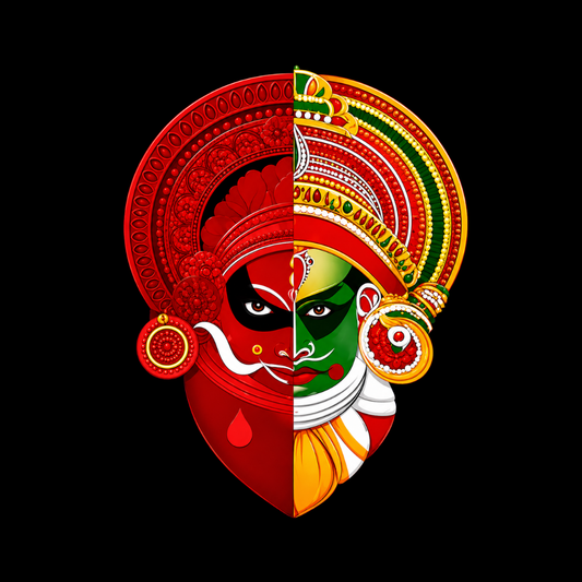 Kathakali Theyyam Fusion Onam T-Shirt for – Kerala Traditional Art Graphic Tee