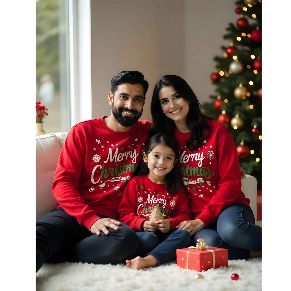 Joyful Merry Christmas Family Sweatshirts - Candy Cane & Holly