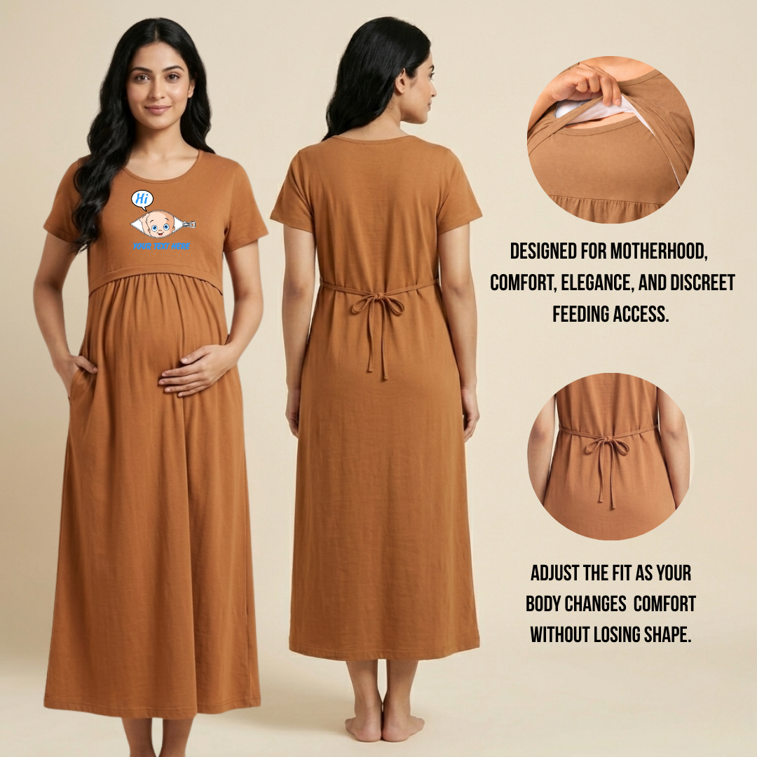 Cotton Maternity Feeding Nighty for Women | Pregnancy & Postpartum Wear