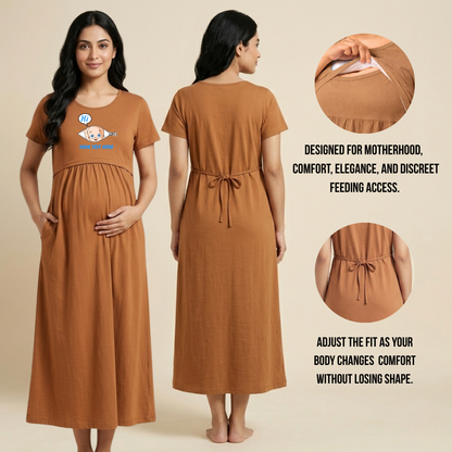 Cotton Maternity Feeding Nighty for Women | Pregnancy & Postpartum Wear