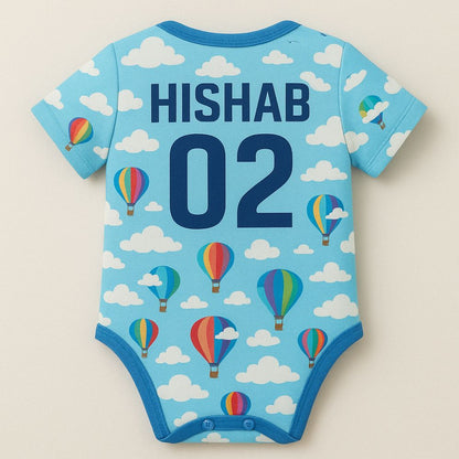 Personalized Baby Romper Jersey | Custom Name & Number Hot Air Balloon Bodysuit