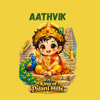King of Palani Hills Personalized Kids T-Shirt | Custom Name Murugan Tee