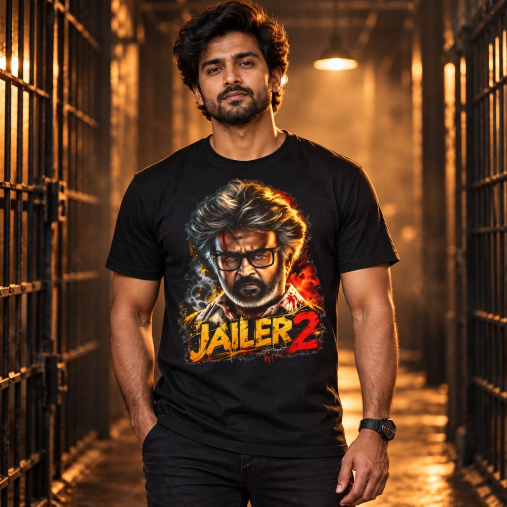 Jailer 2 “Fire & Fury” Black Graphic T-Shirt for Men | Jopokart
