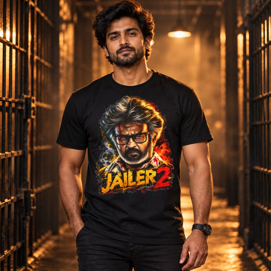 Jailer 2 “Fire & Fury” Black Graphic T-Shirt for Men | Jopokart