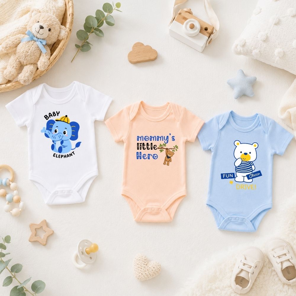 Cute Animal & Mommy's Hero Baby Rompers | Soft Cotton Onesies for Newborns, Infants & Toddlers
