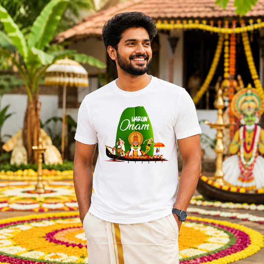 Personalized Onam T-Shirt  – Custom Name Kerala Culture & Vallam Kali Festival Tee