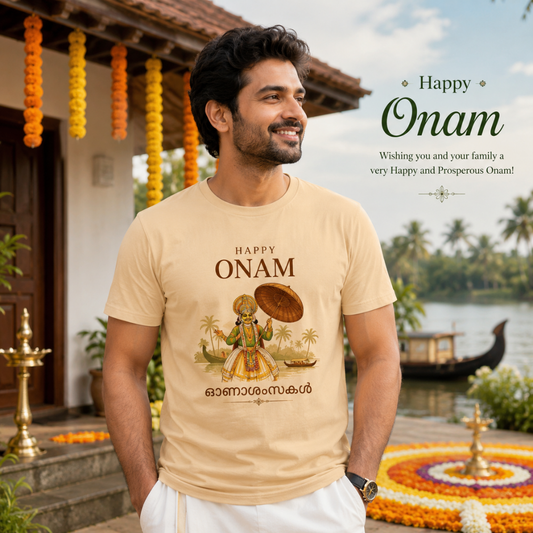 Happy Onam Maveli T-Shirt – Kerala Traditional Festival Graphic Tee