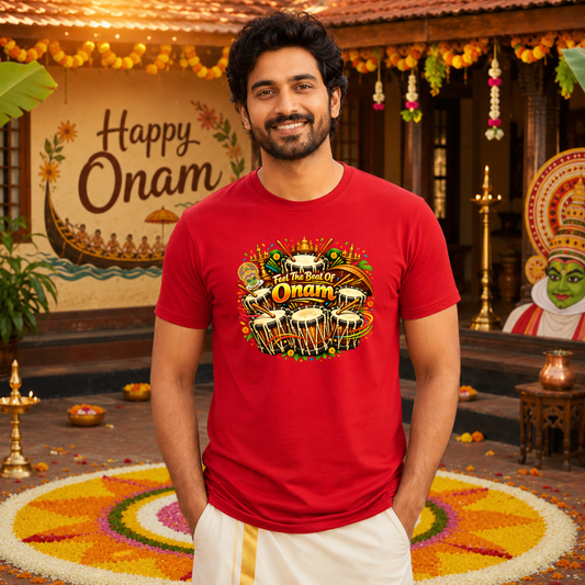 Feel the Beat of Onam Chenda T-Shirt  – Kerala Chenda Melam Festival Tee