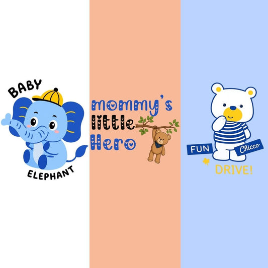 Cute Animal & Mommy's Hero Baby Rompers | 3pcs combo pack for Newborns, Infants & Toddlers