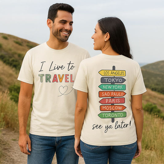 Travel BucketList Couple Tshirts - Custom Destination Tick Off