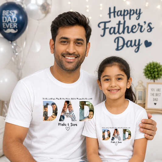Custom Photo Matching T-Shirts for Dad and Kids | Personalized Father’s Day Family Combo Tees