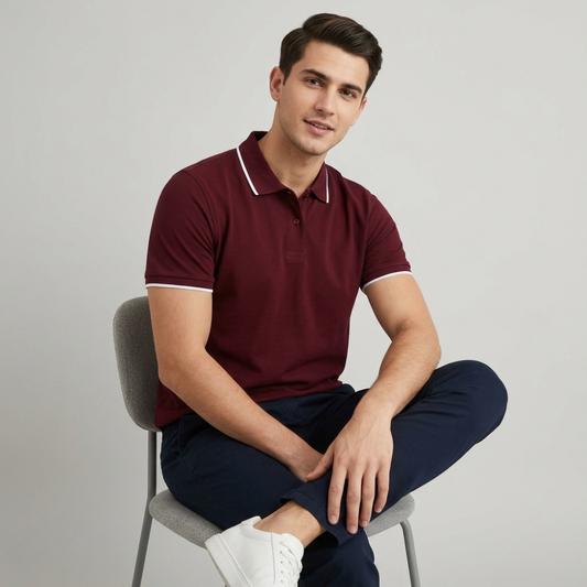 Maroon Polo T-Shirt for Men – Cotton Collar T-Shirt Regular Fit