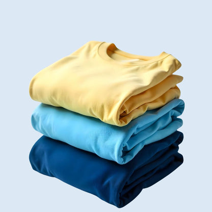 Summer Fresh Combo – 3 Plain T-Shirts Light Yellow, Aqua Blue & Navy Blue