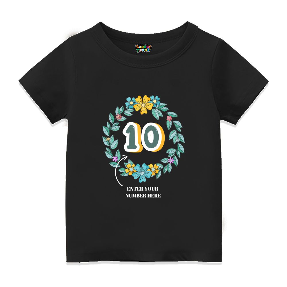 Floral Alphabets Kids Customised Age Tshirts